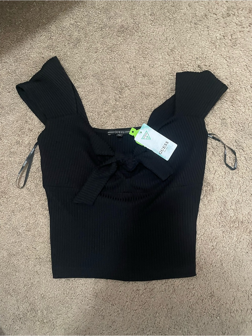 GUESS Valeriana Eco Sleeveless Ribbed Knit Tie-Front Top
